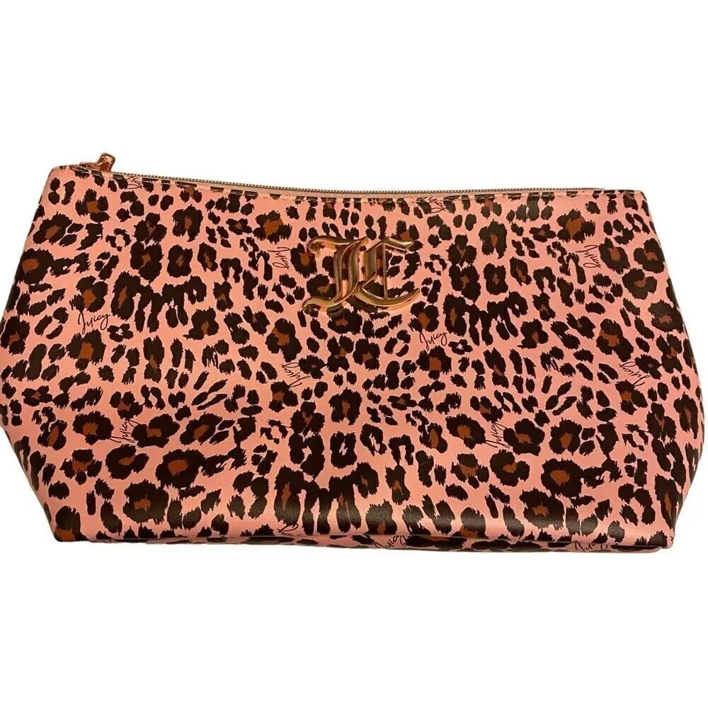 Juicy Couture Pink Animal Print Travel Cosmetics Bag‎ NWT
